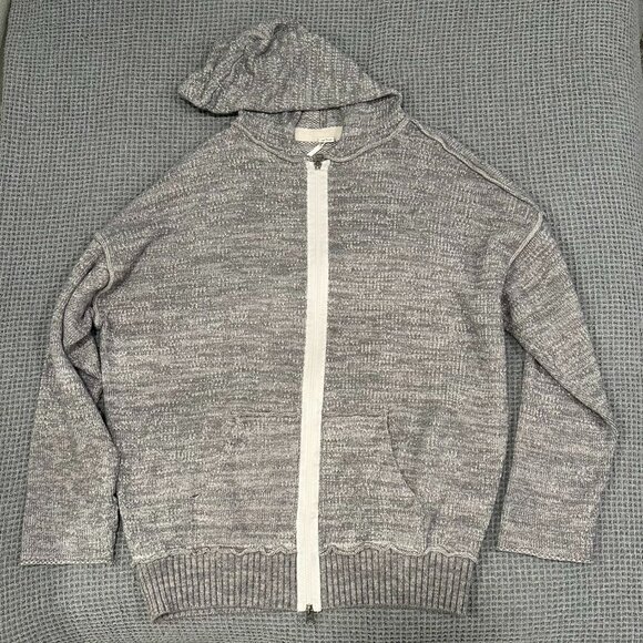 Free People In Bloom Knit hoodie sweater Oversized Zip up size Medium Cozy Boho - Picture 2 of 9